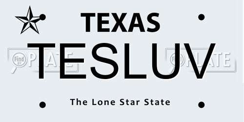 TESLUV Texas License Plate