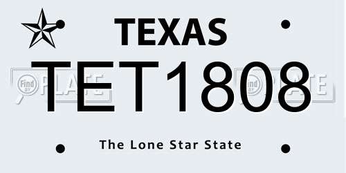 TET1808 Texas License Plate
