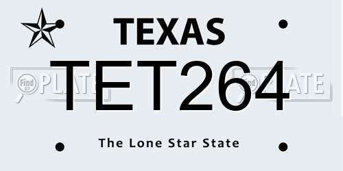 TET264 Texas License Plate