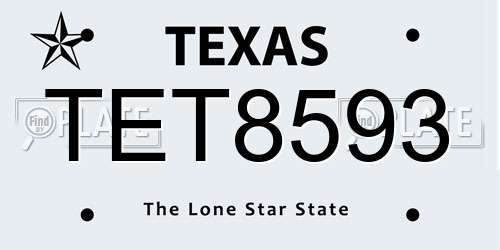 TET8593 Texas License Plate