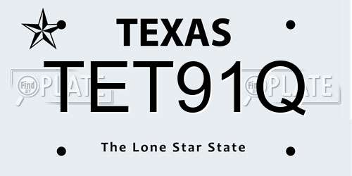 TET91Q Texas License Plate