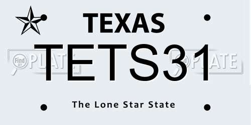 TETS31 Texas License Plate