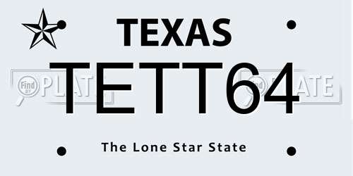 TETT64 Texas License Plate