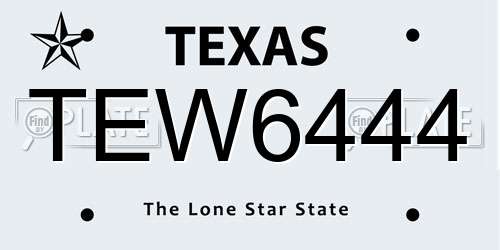 TEW6444 Texas License Plate