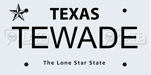 TEWADE Texas License Plate