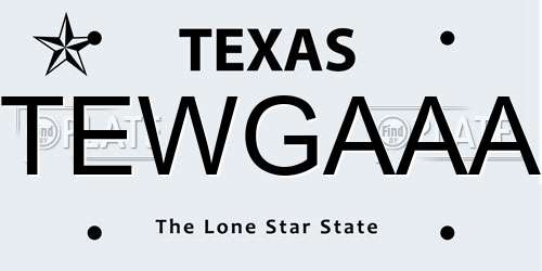 TEWGAAA Texas License Plate