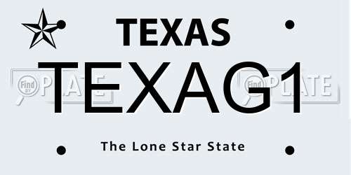 TEXAG1 Texas License Plate