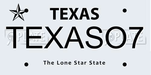 TEXASO7 Texas License Plate