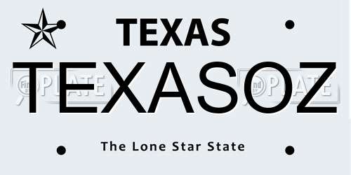 TEXASOZ Texas License Plate