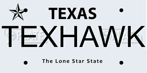 TEXHAWK Texas License Plate