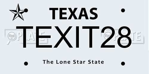 TEXIT28 Texas License Plate