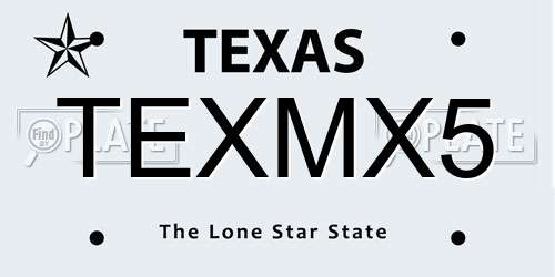 TEXMX5 Texas License Plate
