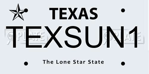 TEXSUN1 Texas License Plate