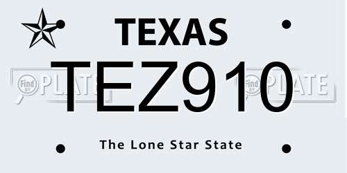 TEZ910 Texas License Plate