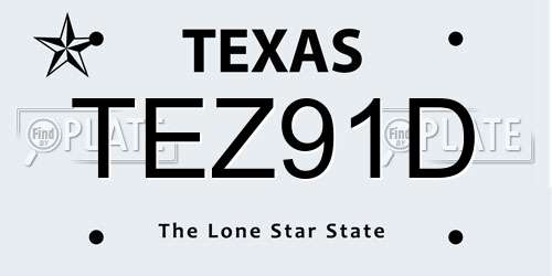 TEZ91D Texas License Plate