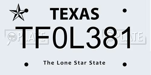 TF0L381 Texas License Plate