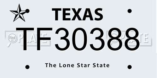 TF30388 Texas License Plate
