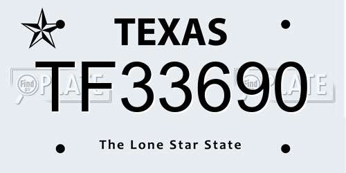 TF33690 Texas License Plate