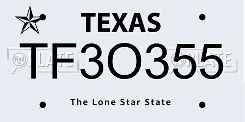 TF3O355 Texas License Plate