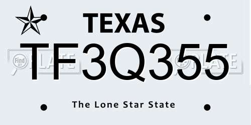 TF3Q355 Texas License Plate