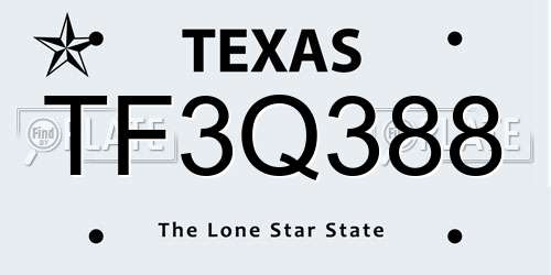 TF3Q388 Texas License Plate