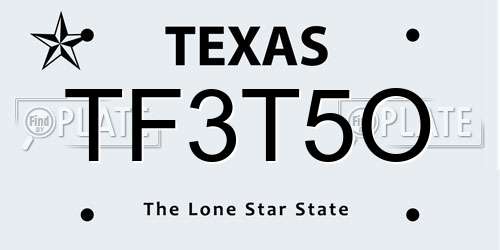 TF3T5O Texas License Plate