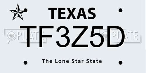 TF3Z5D Texas License Plate