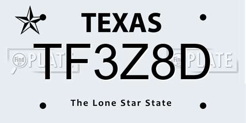 TF3Z8D Texas License Plate