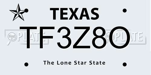 TF3Z8O Texas License Plate