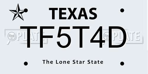 TF5T4D Texas License Plate