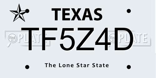 TF5Z4D Texas License Plate