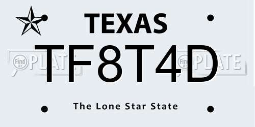TF8T4D Texas License Plate