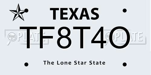 TF8T4O Texas License Plate