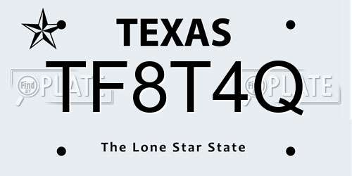 TF8T4Q Texas License Plate