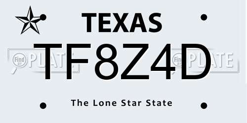 TF8Z4D Texas License Plate