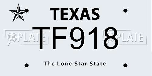 TF918 Texas License Plate
