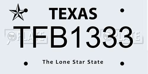 TFB1333 Texas License Plate