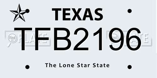TFB2196 Texas License Plate