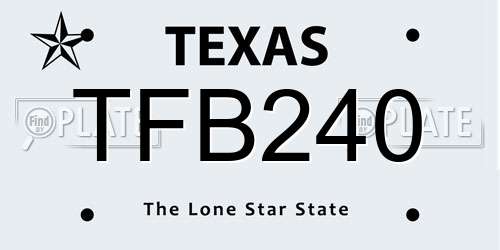 TFB240 Texas License Plate