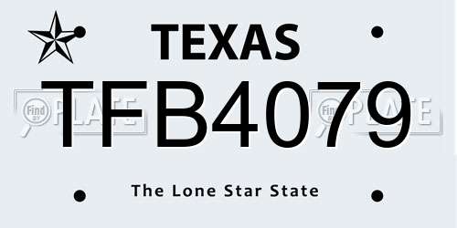 TFB4079 Texas License Plate
