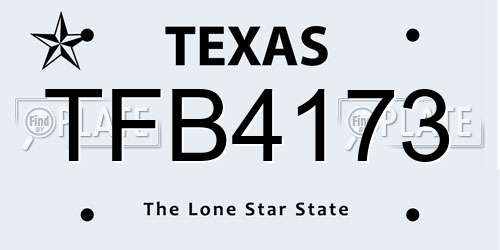 TFB4173 Texas License Plate