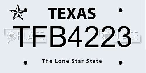 TFB4223 Texas License Plate