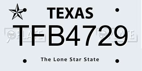TFB4729 Texas License Plate