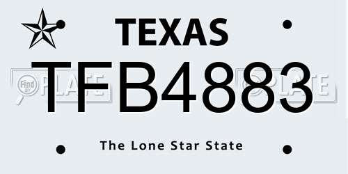 TFB4883 Texas License Plate