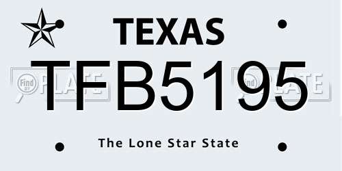 TFB5195 Texas License Plate