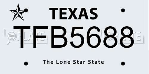 TFB5688 Texas License Plate