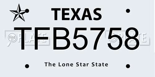 TFB5758 Texas License Plate