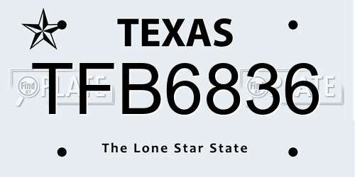 TFB6836 Texas License Plate