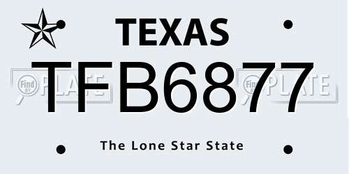 TFB6877 Texas License Plate
