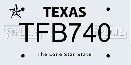 TFB740 Texas License Plate